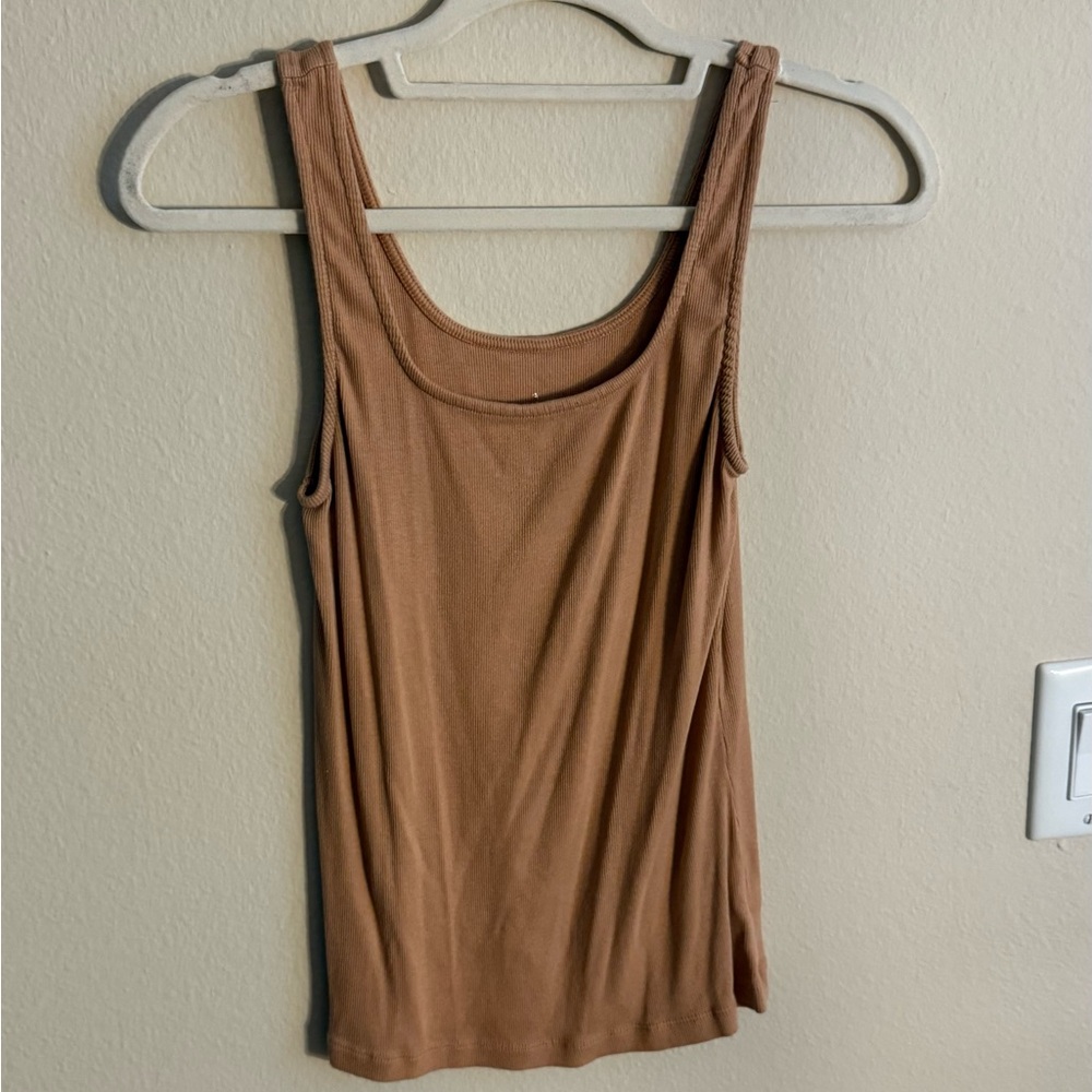 a new day Beige Ribbed Tank